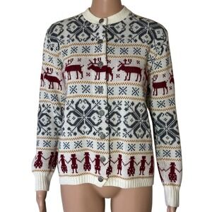 Jersild Women's Cardigan Sweater Friendship Reindeer Nordic USA Size 38 Medium